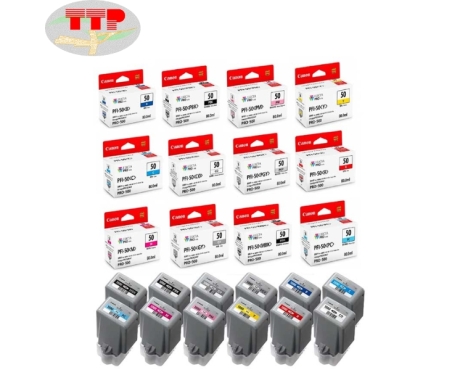 Mực máy in Canon PFI-50 C, CO, GY, M, MBK, PBK, PC, M, R, Y
